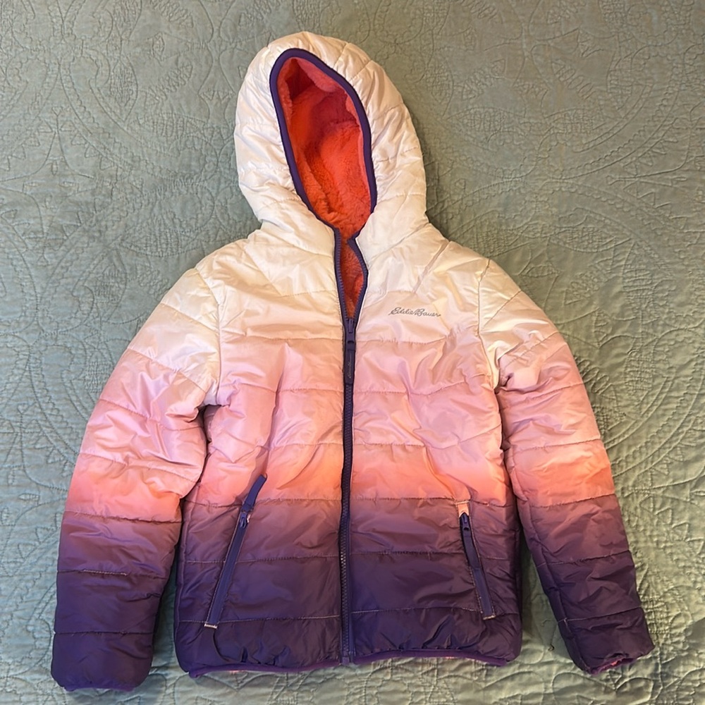 Eddie Bauer girls reversible puffy jacket.
